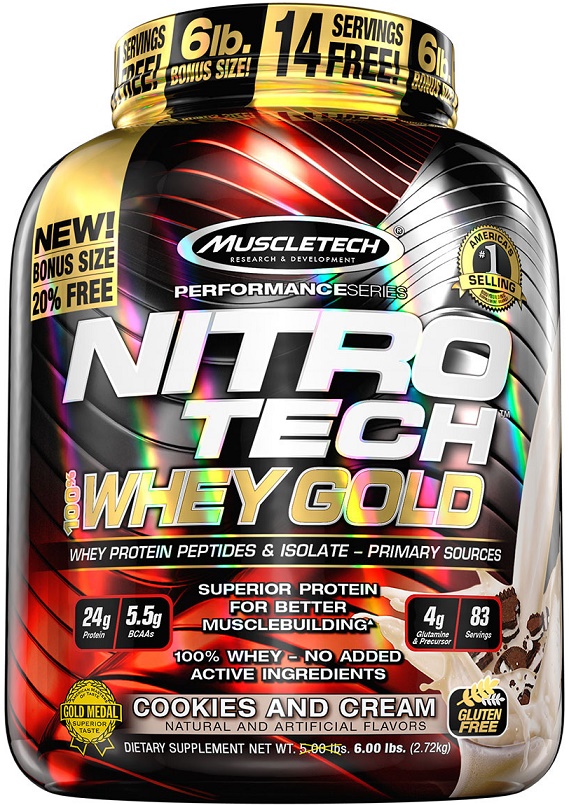 Nitro-Tech 100% Whey Gold, Cookies and Cream - 2720g versandkostenfrei/portofrei bestellen/kaufen