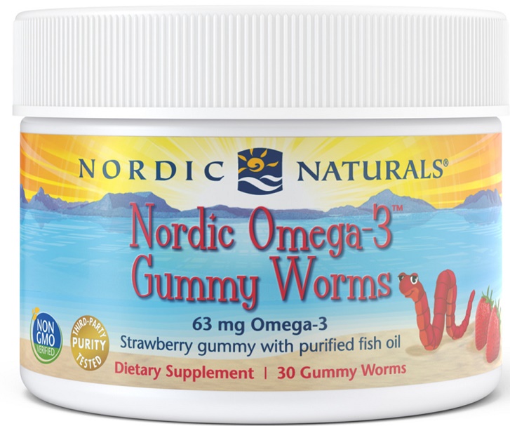 Nordic Omega-3 Gummy Worms, 63mg Strawberry - 30 gummy worms versandkostenfrei/portofrei bestellen/kaufen