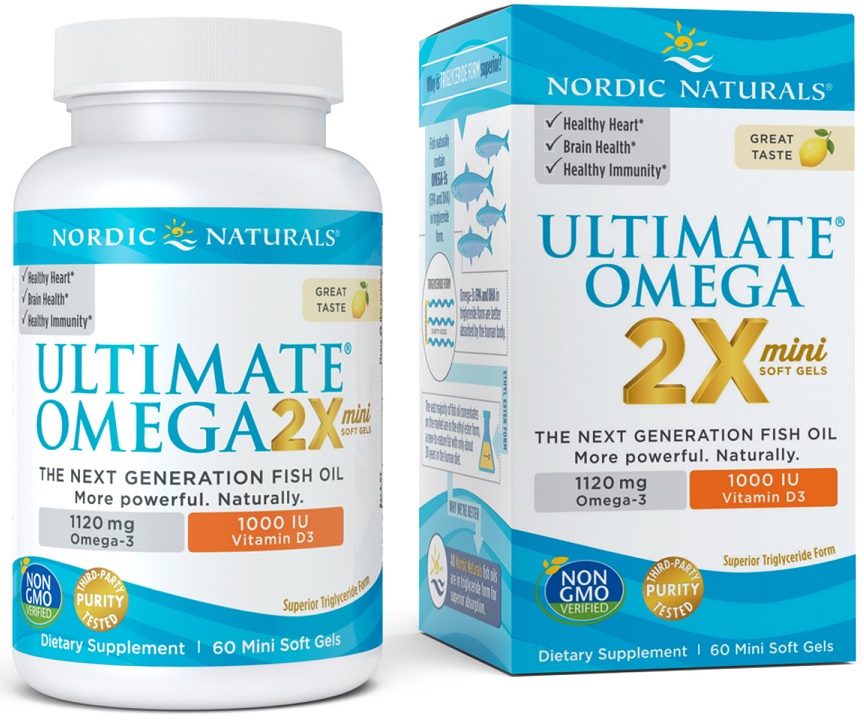 Ultimate Omega 2X Mini with Vitamin D3, 1120mg Lemon - 60 softgels versandkostenfrei/portofrei bestellen/kaufen