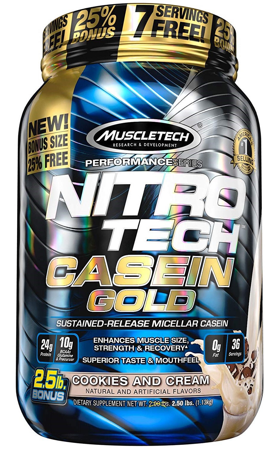 Nitro-Tech Casein Gold, Cookies & Cream - 1130g versandkostenfrei/portofrei bestellen/kaufen